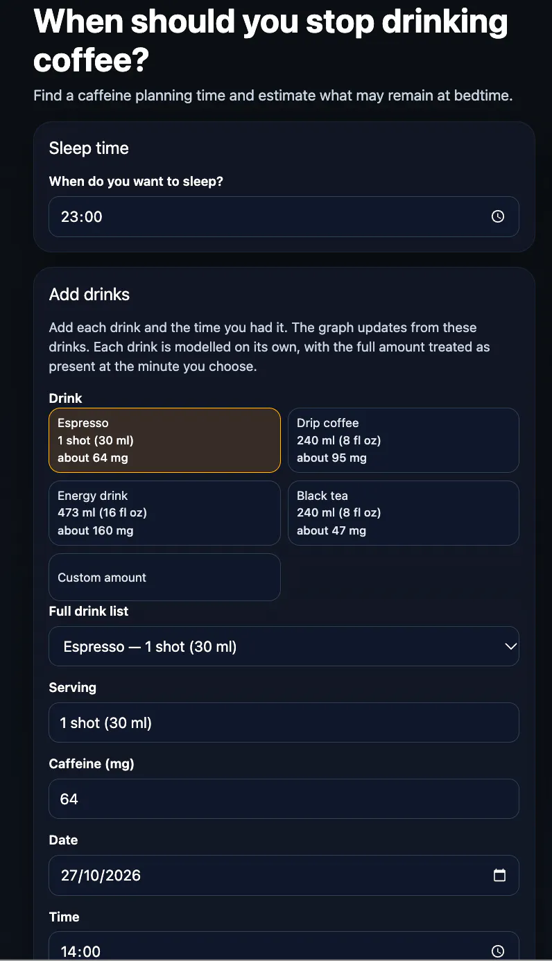 Caffeine Timing Calculator gallery image
