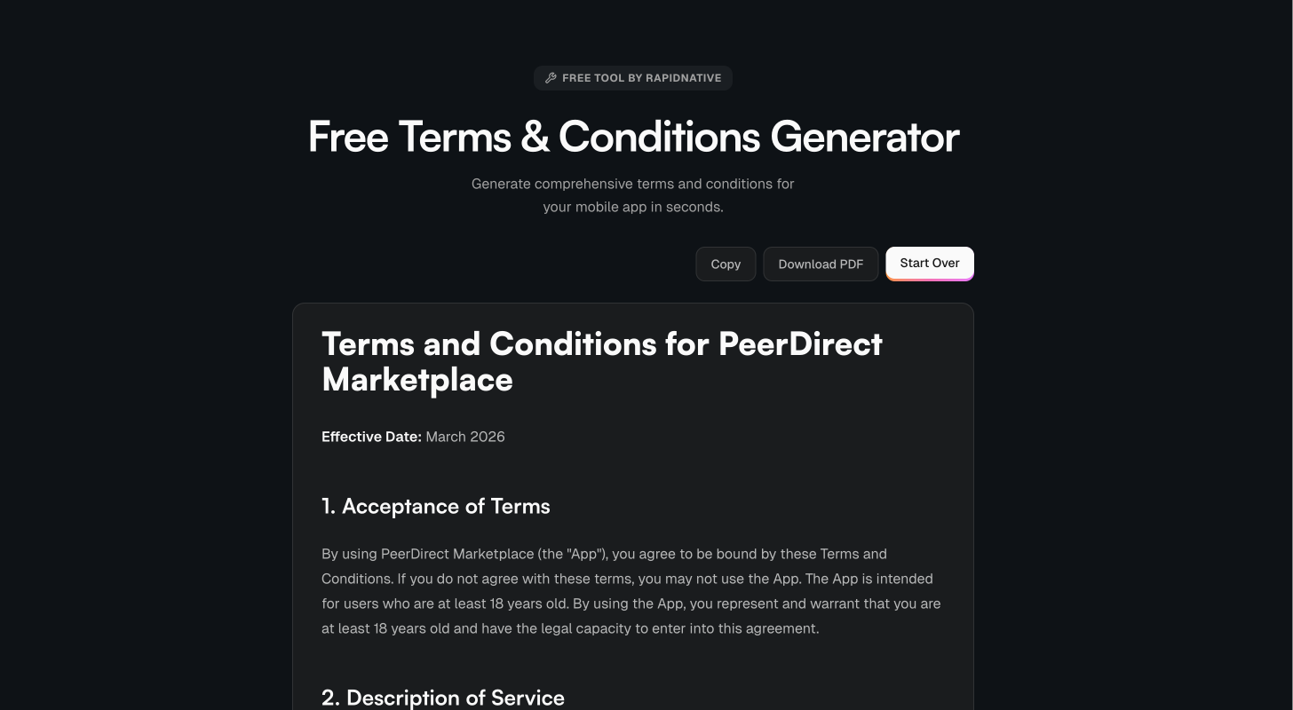 RapidNative free tools gallery image