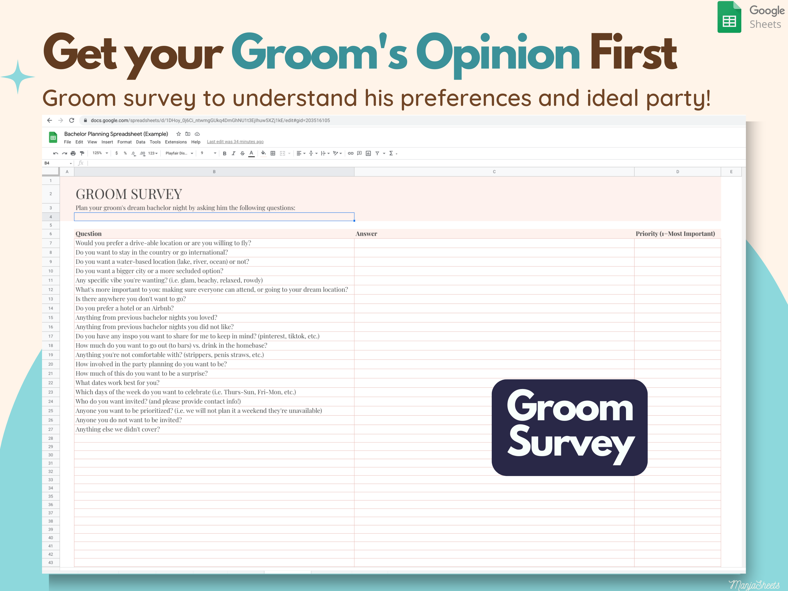 Bachelor Party Planning Spreadsheet gallery image