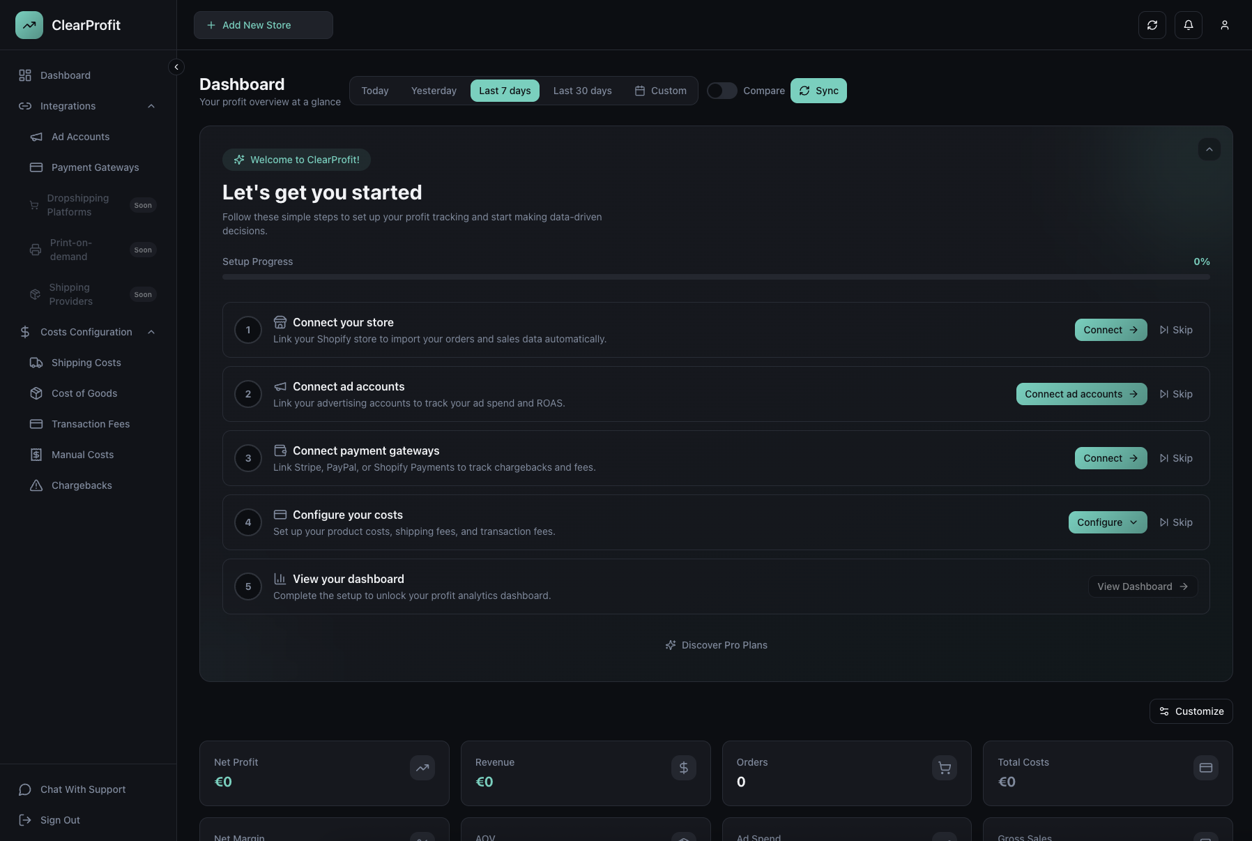 ClearProfit - Main product screenshot demonstrating key features and user interface