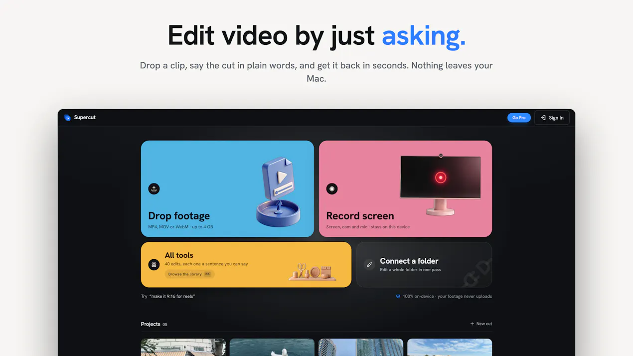 Supercut - AI Video Editor product