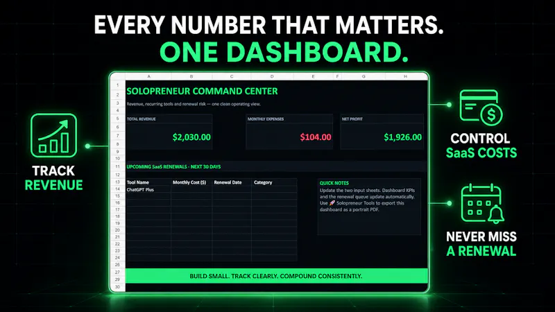 Solopreneur SaaS & Side Hustle Tracker screenshot 2