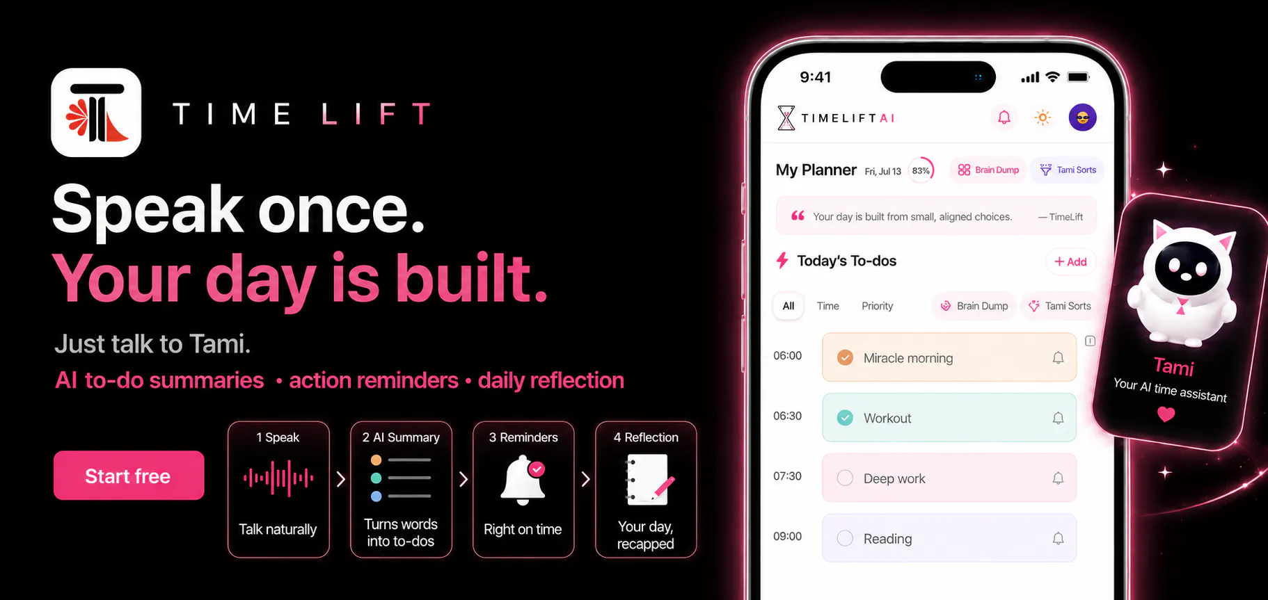 TimeLift — Voice AI Planner: Speak It. screenshot