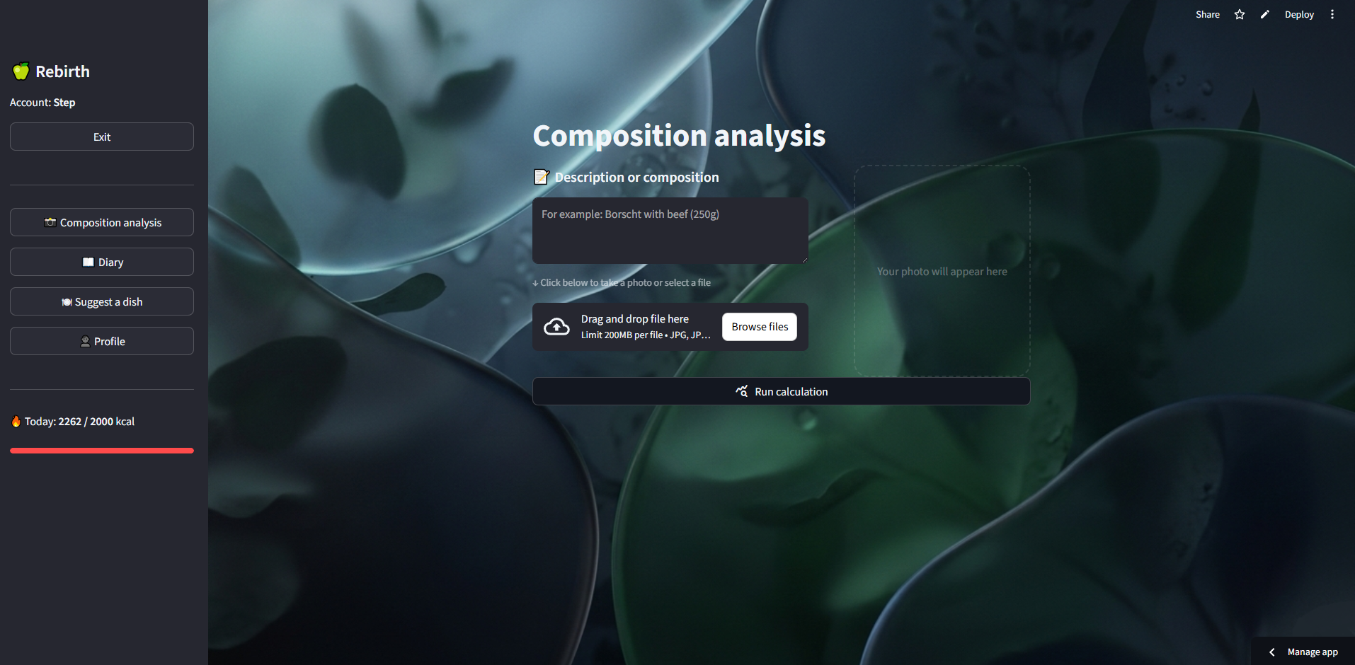 Rebirth - AI Nutritionist (Student Proj) gallery image