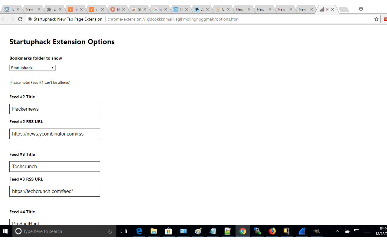 Startuphack New Tab Page Extension for Chrome gallery image