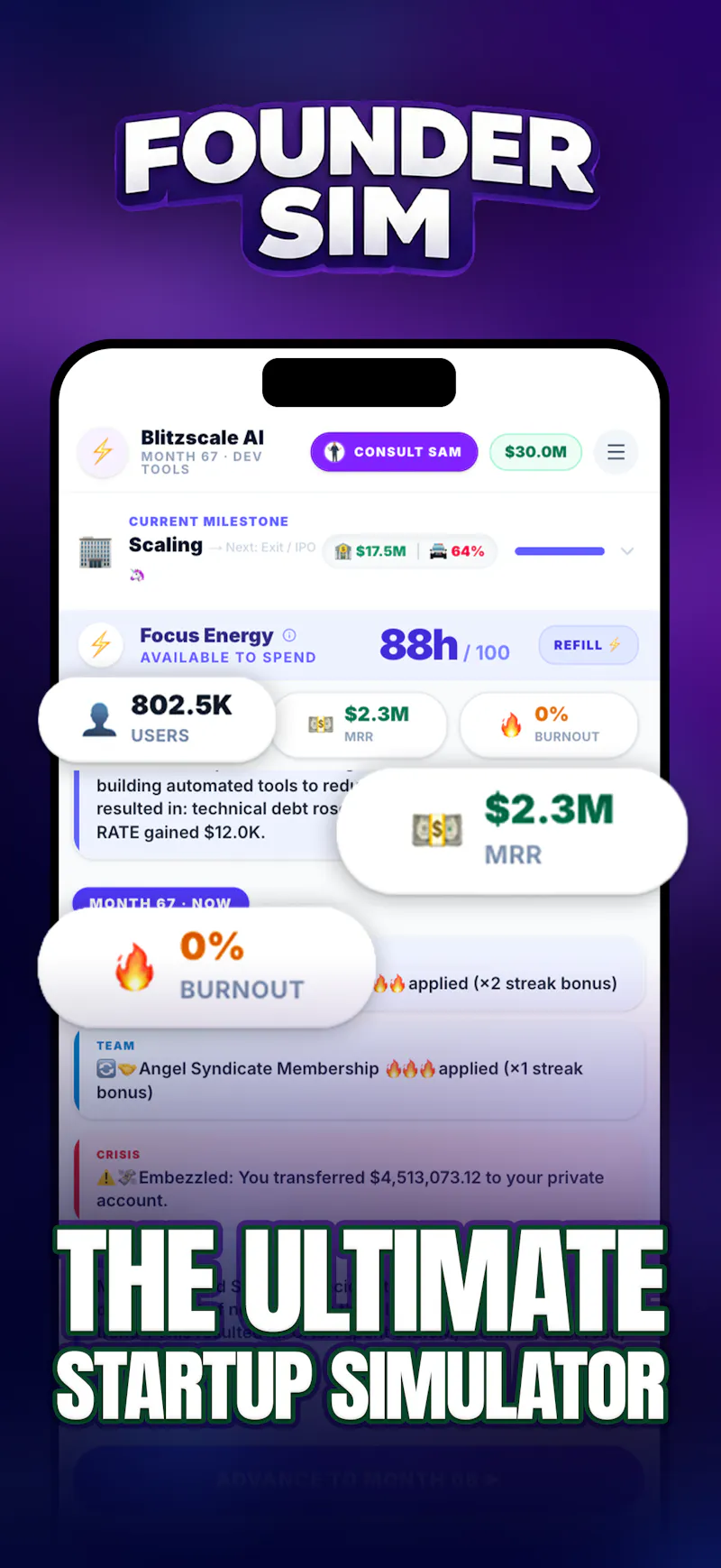 Founder Sim : Startup Game screenshot 1