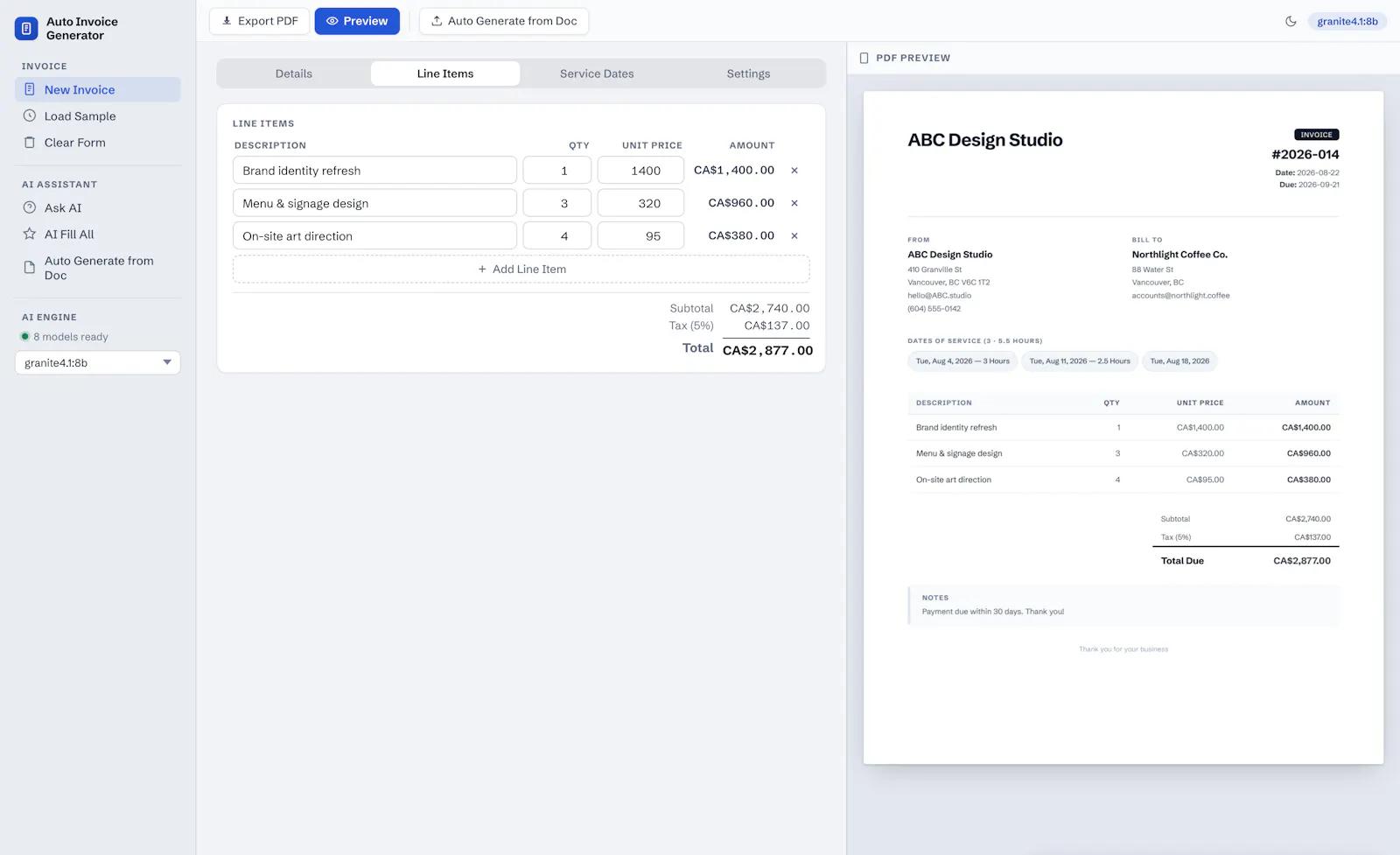 Auto Invoice Generator screenshot 1