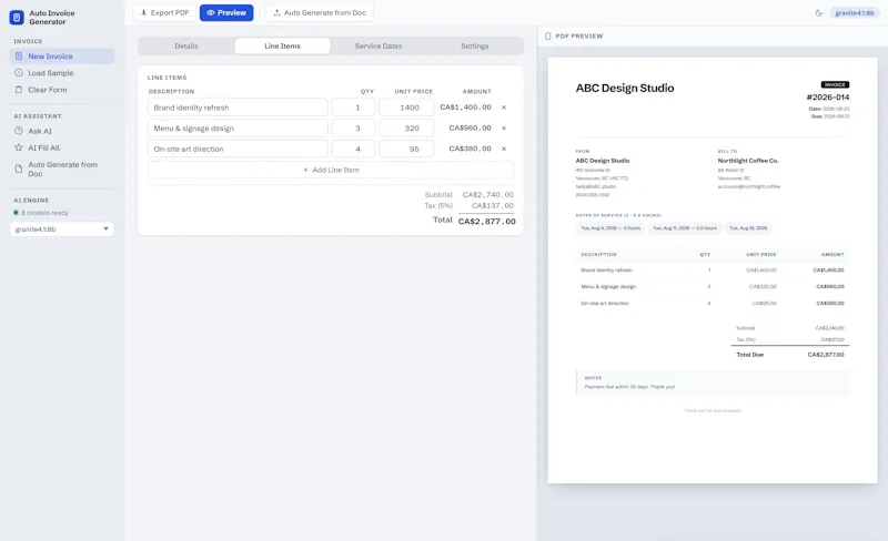 Auto Invoice Generator screenshot 1