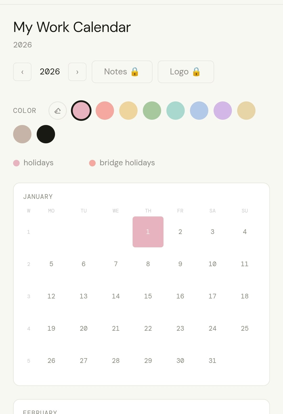 Palette Calendar App gallery image