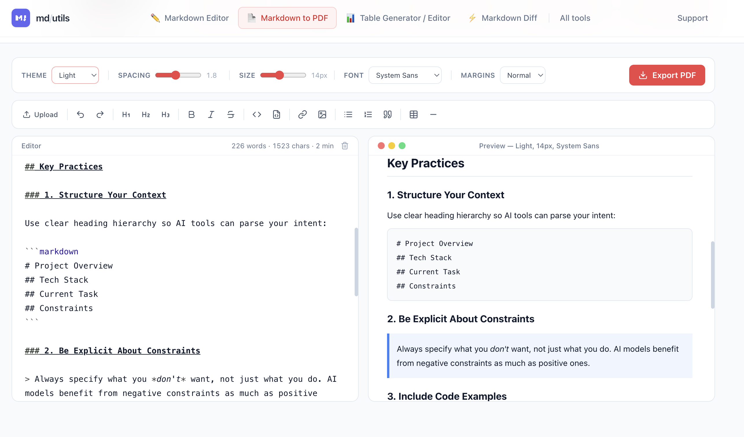 Markdown Tools — PDF Export & Editor gallery image