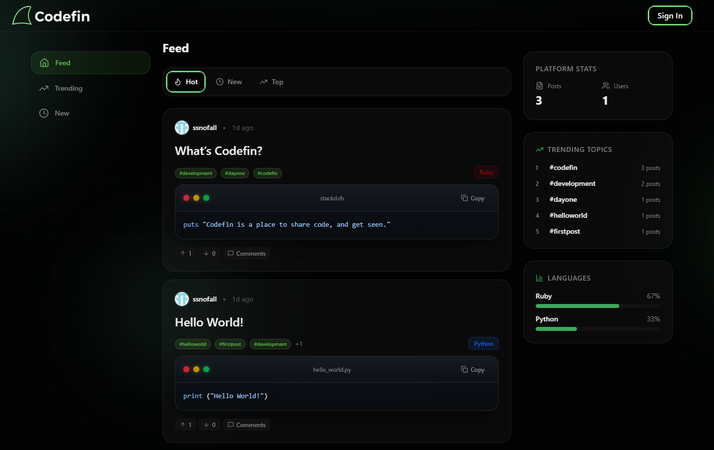 Codefin - Screenshot 2 showing product features and functionality