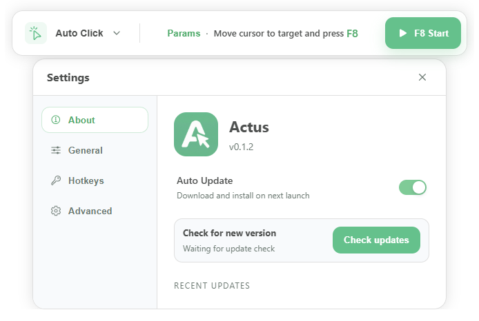 Actus Auto Clicker - Screenshot 5 showing product features and functionality