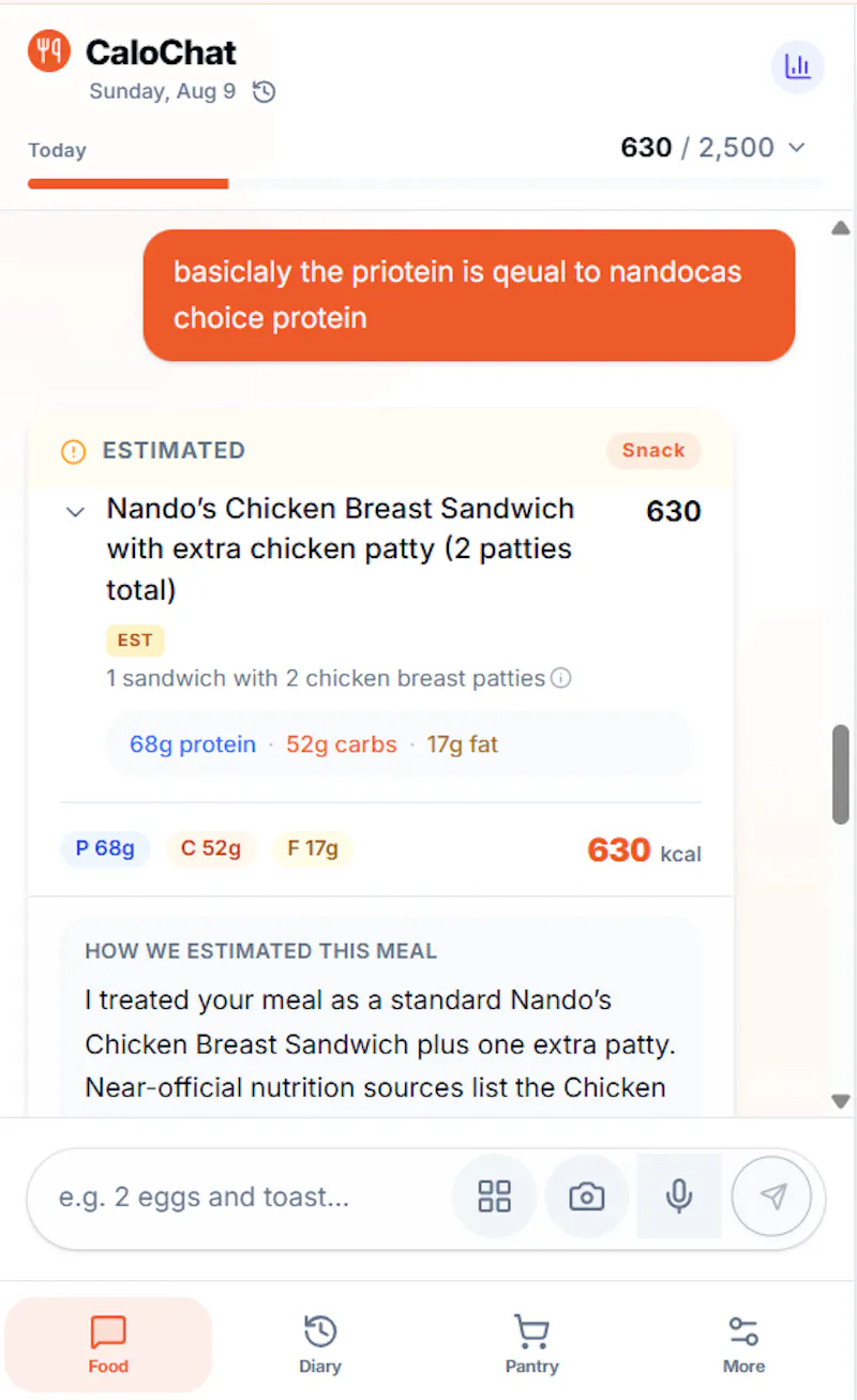 CaloChatApp  screenshot 4