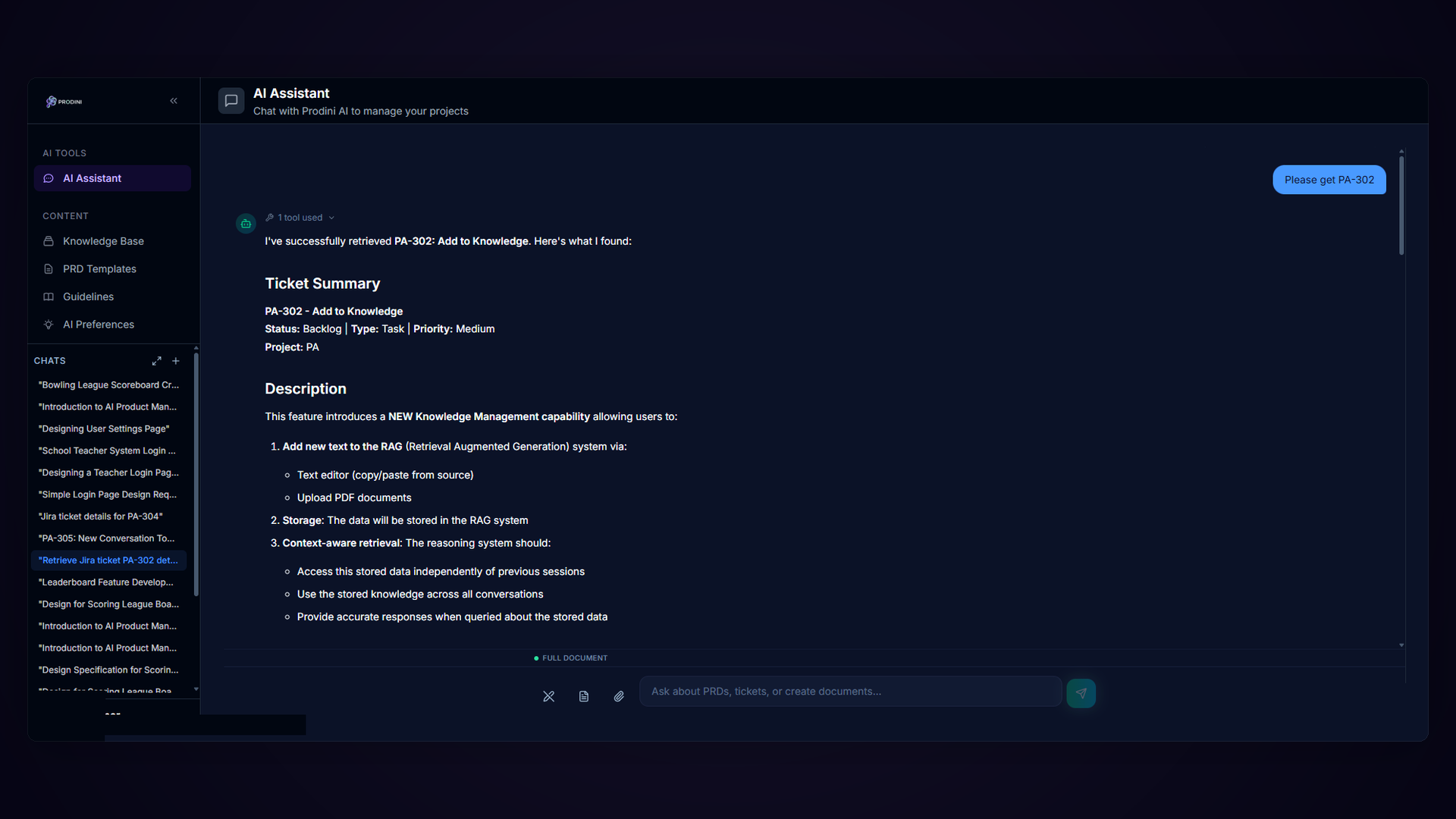 Prodini - Screenshot 2 showing product features and functionality
