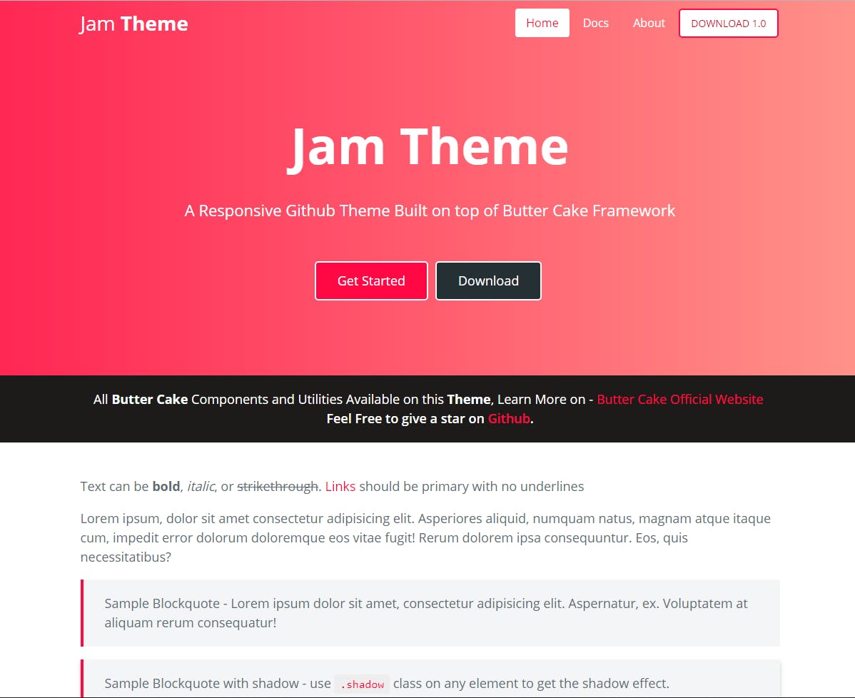 JAM Theme - (Butter Cake Css Framework) media 1