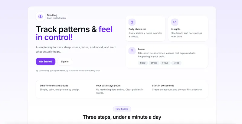 Brain Health Tracker screenshot 1