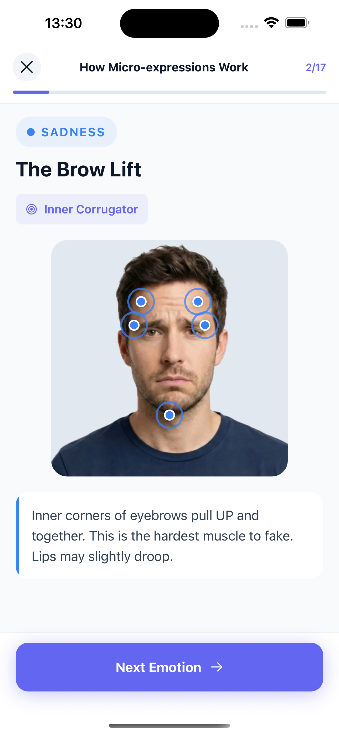Micro Facial Expressions (iOS) - Screenshot 2 showing product features and functionality