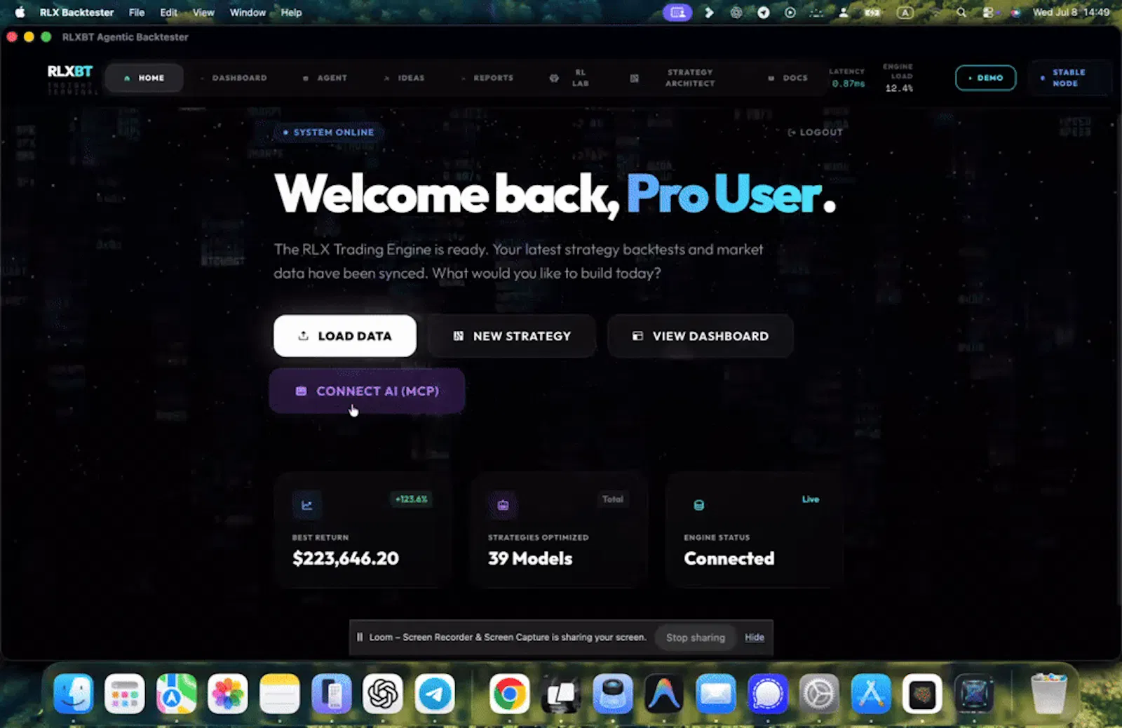 RLX Backtester screenshot 1 (video preview)