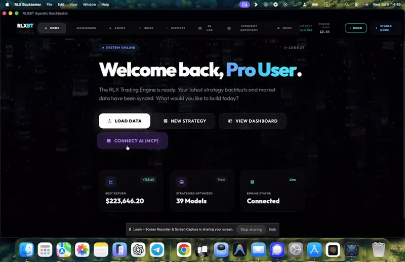 RLX Backtester screenshot 1 (video preview)