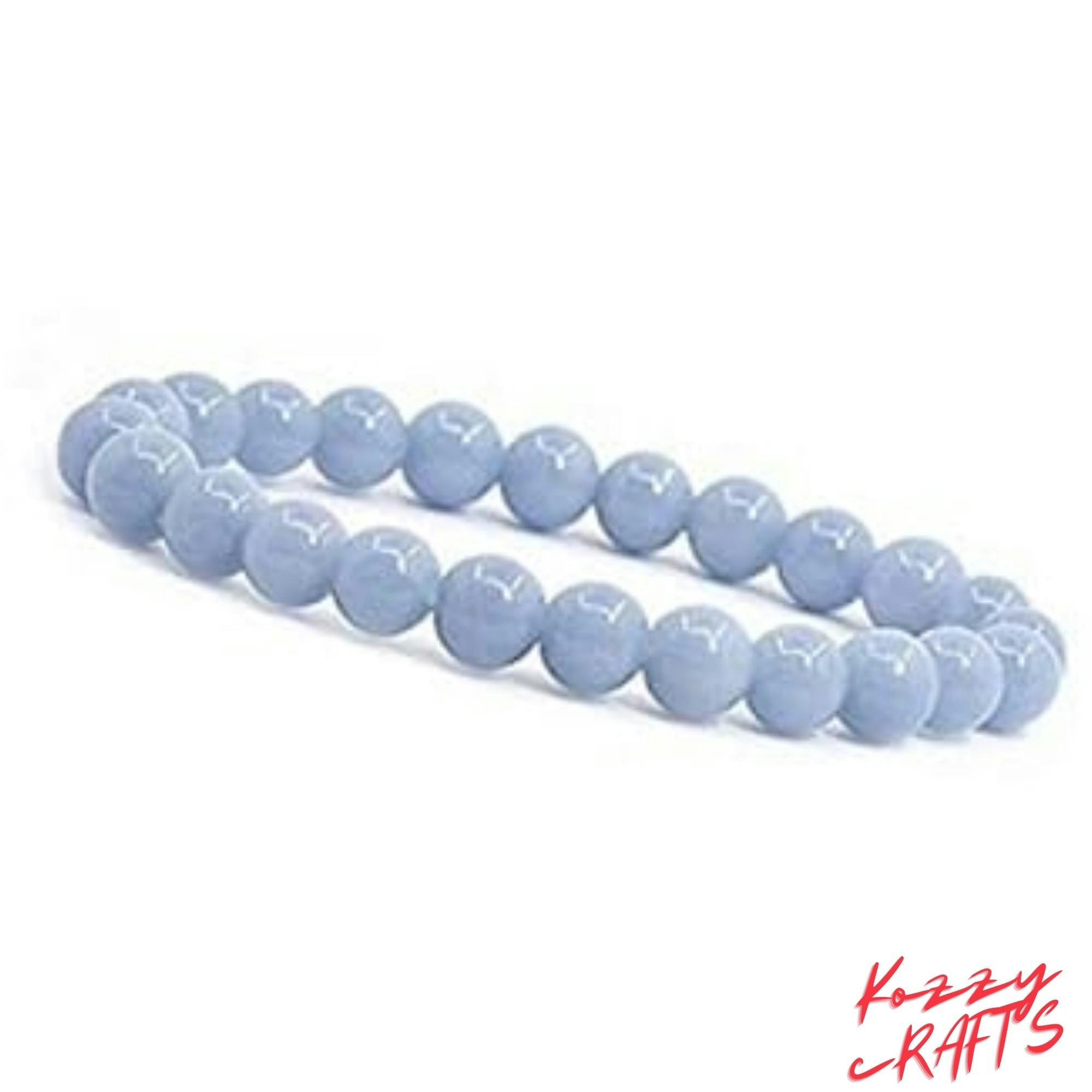 Angelit Bead Reiki Heilarmband - Natural Angelit Crystal Perle Reiki Heilarmband Medien 1
