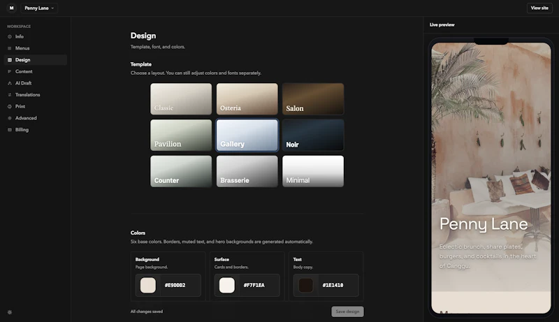 Menu Builder screenshot 2