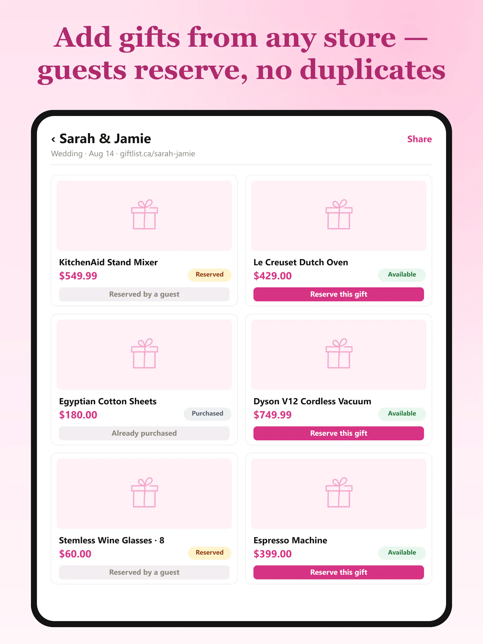 Gift List Free gift registry screenshot 3