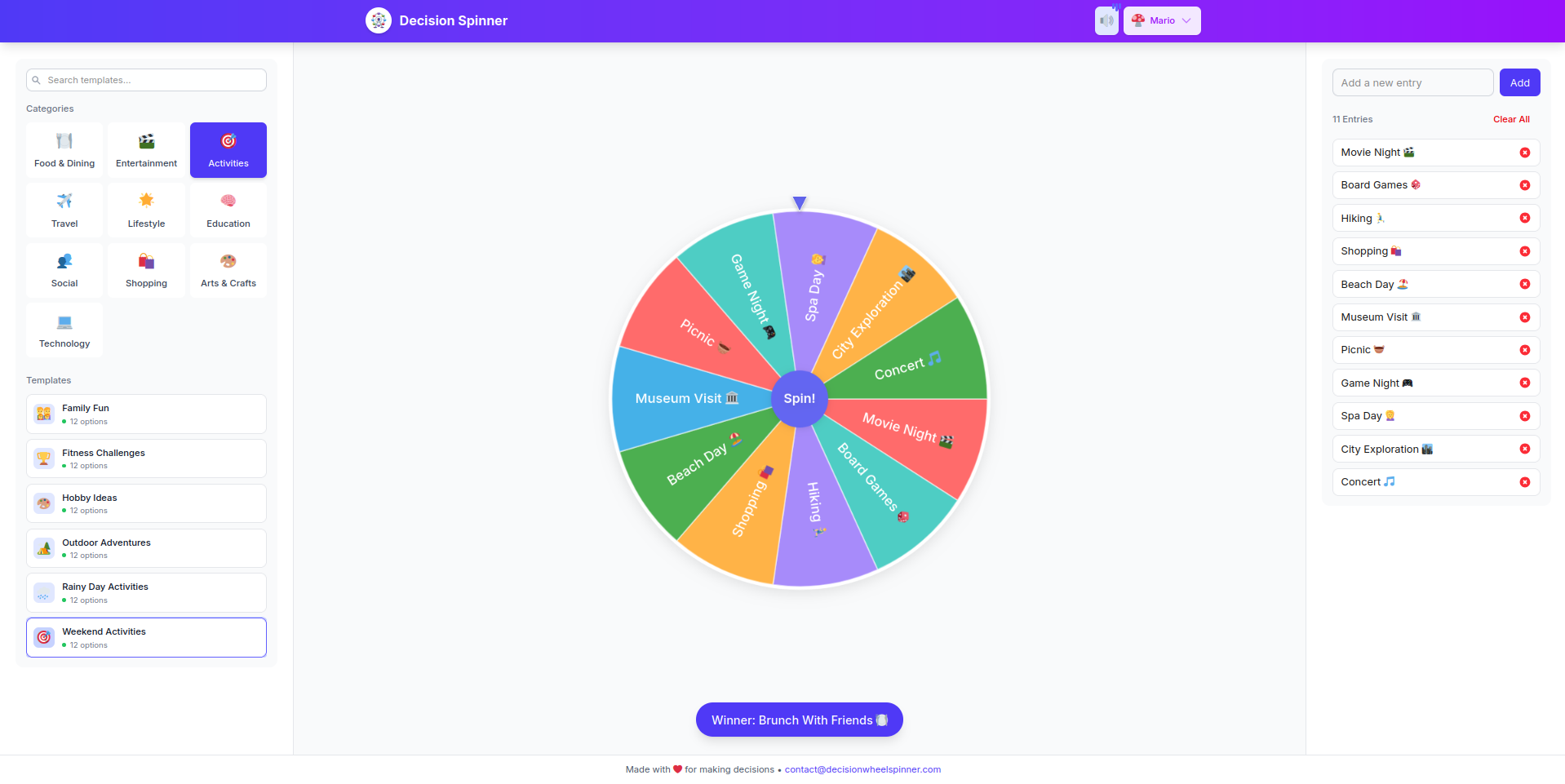 Spinner de decisão media 3