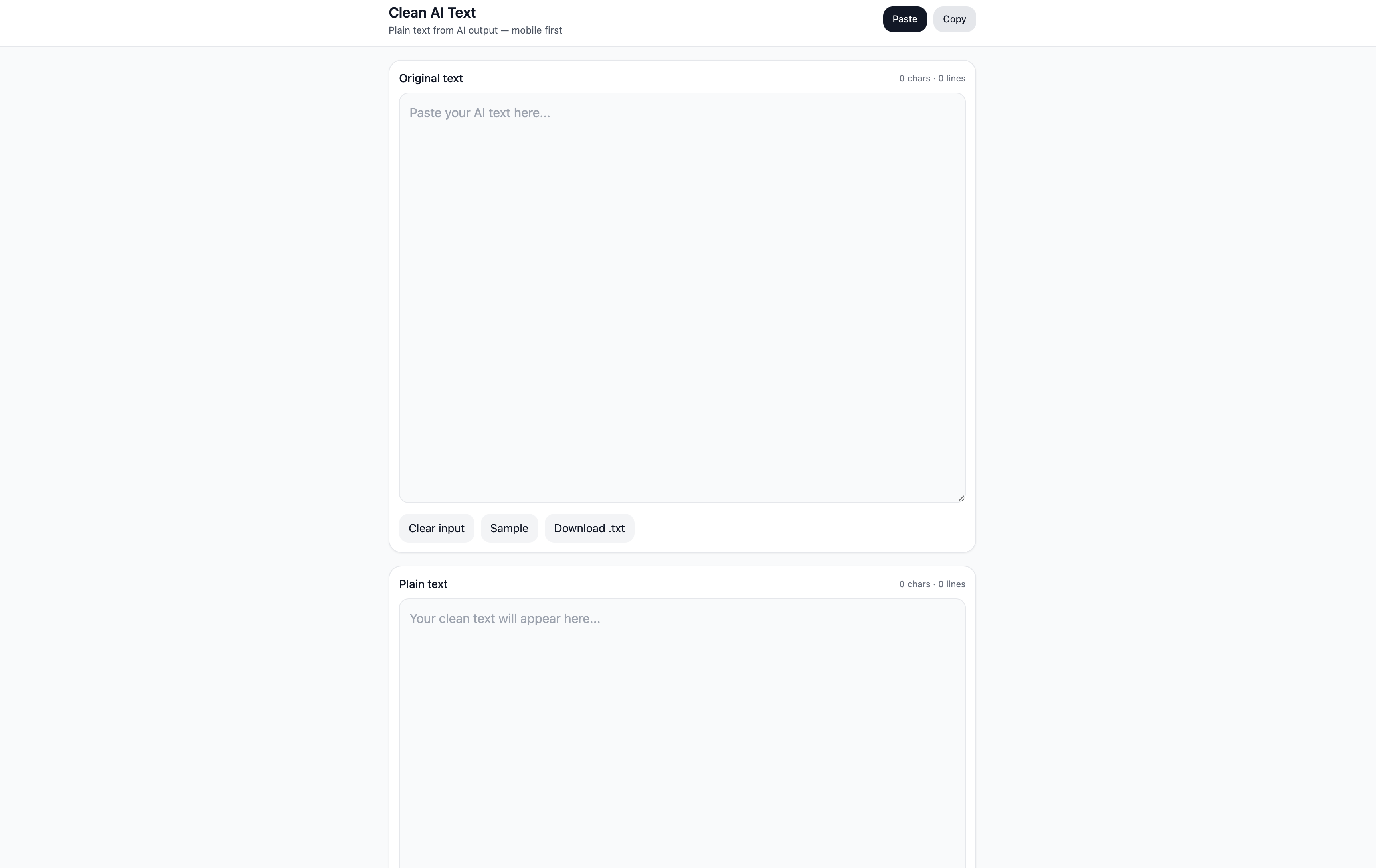 Clean Ai txt - Strumento gratuito per convertire l'uscita di intelligenza artificiale in testo semplice pulito media 1