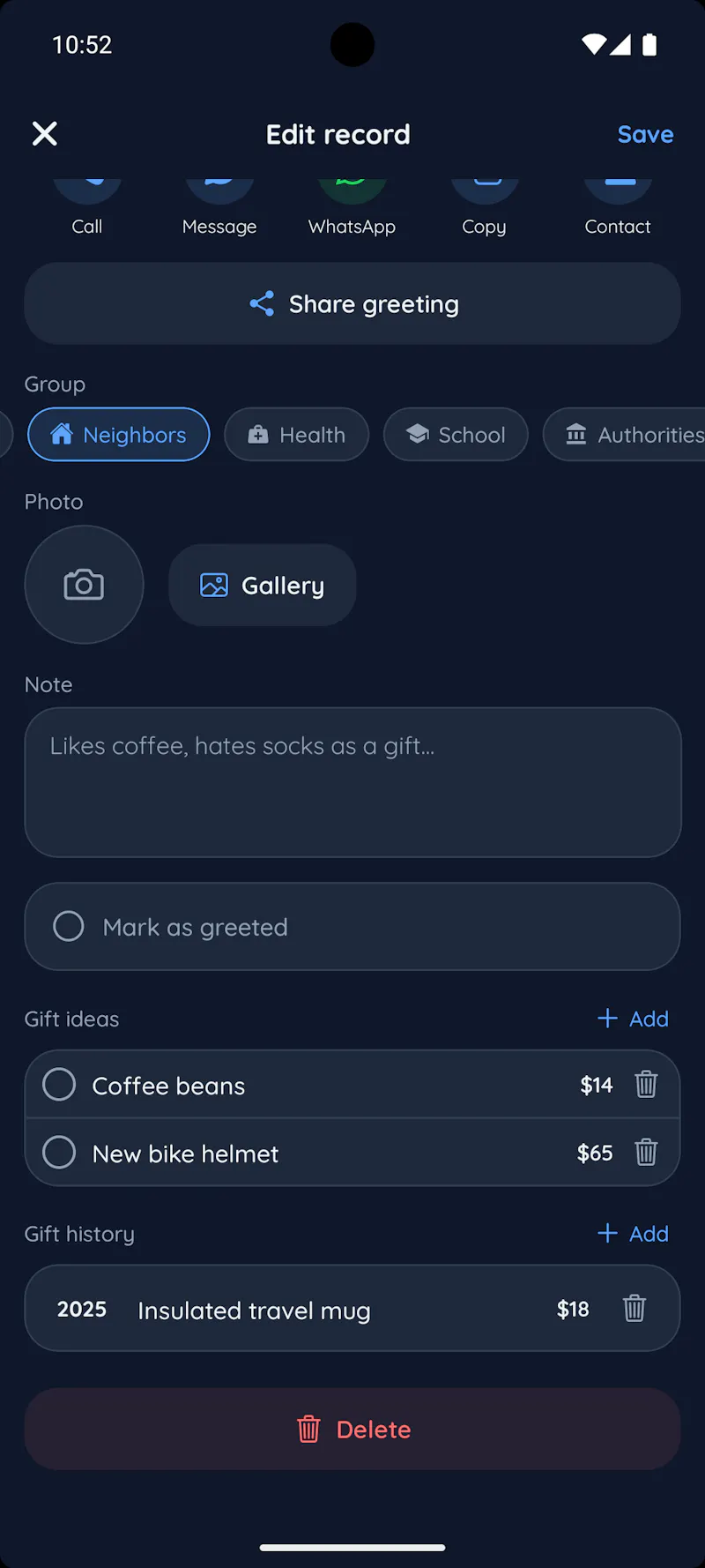 Birthday and Name Day Reminder screenshot 4