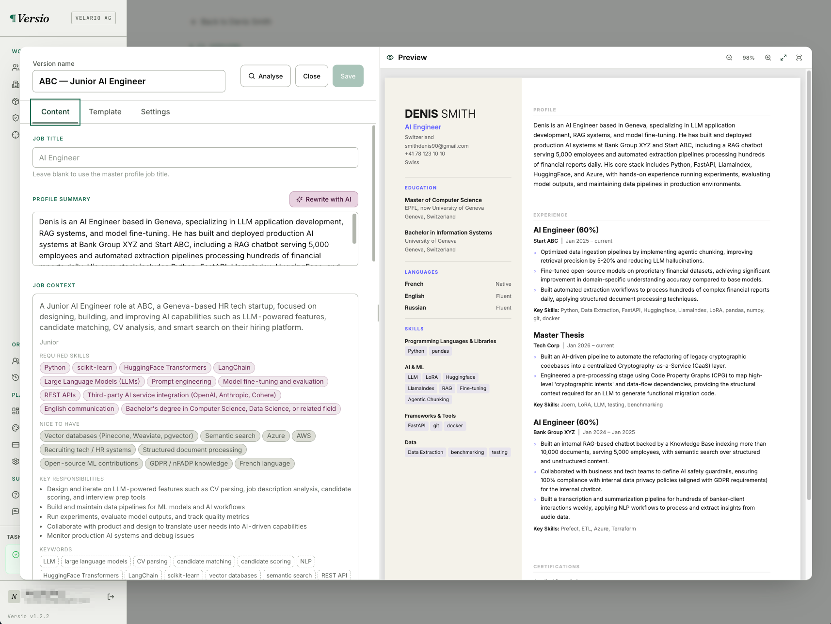 Versio CV App gallery image