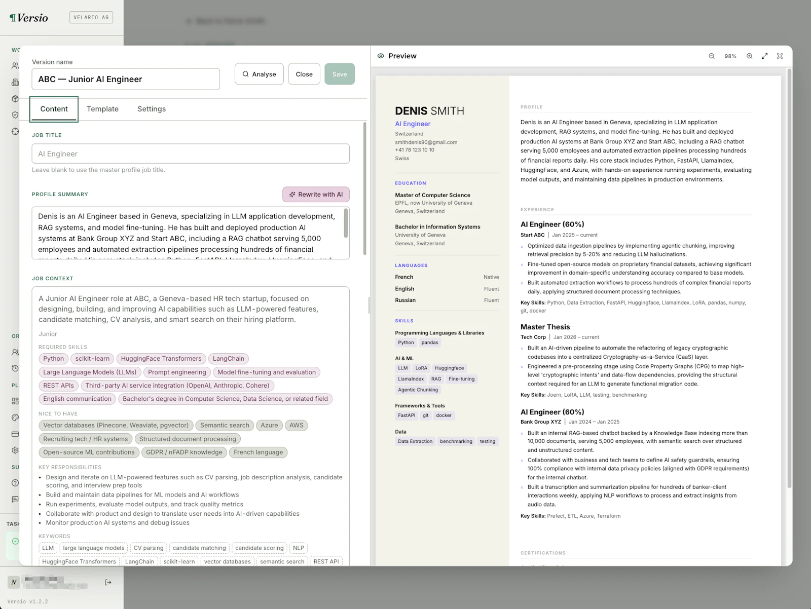 Versio CV App screenshot 4