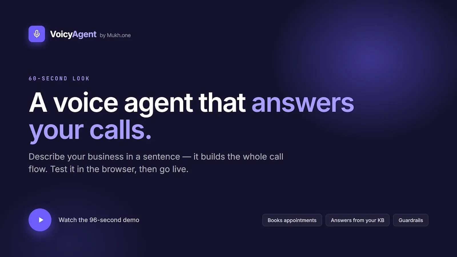 VoicyAgent - Build voice agents by chat screenshot 1 (video preview)
