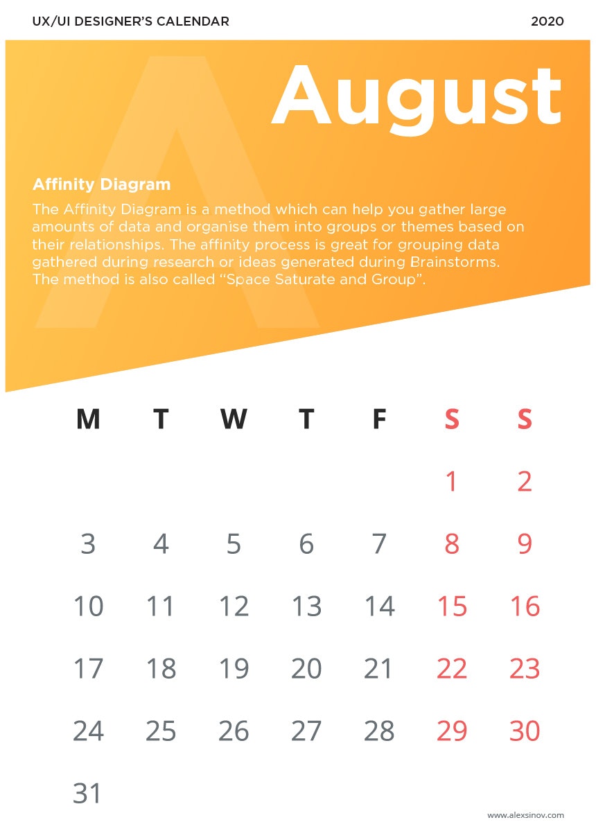 UX/UI Designer's 2020 Calendar gallery image