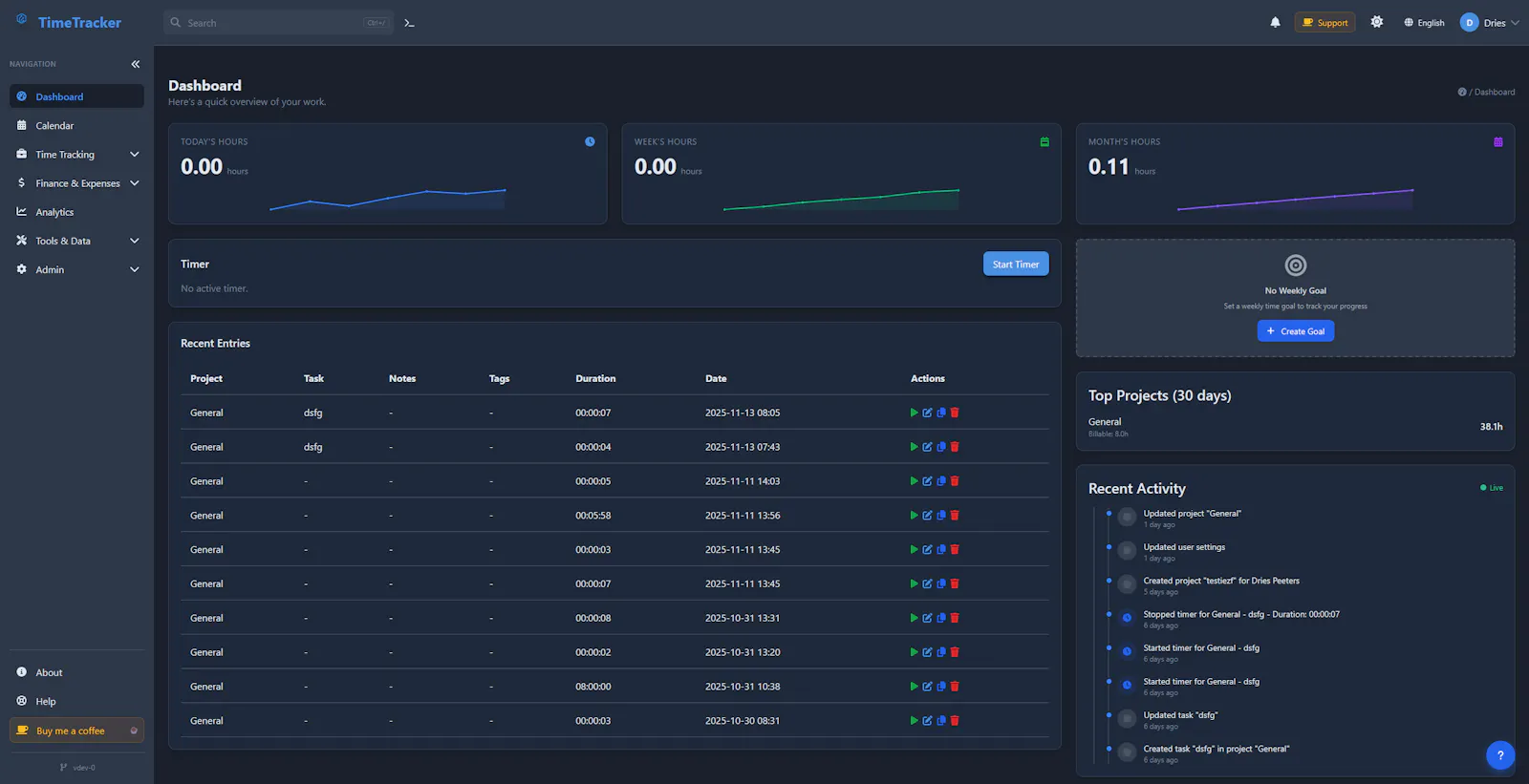 TimeTracker screenshot 1