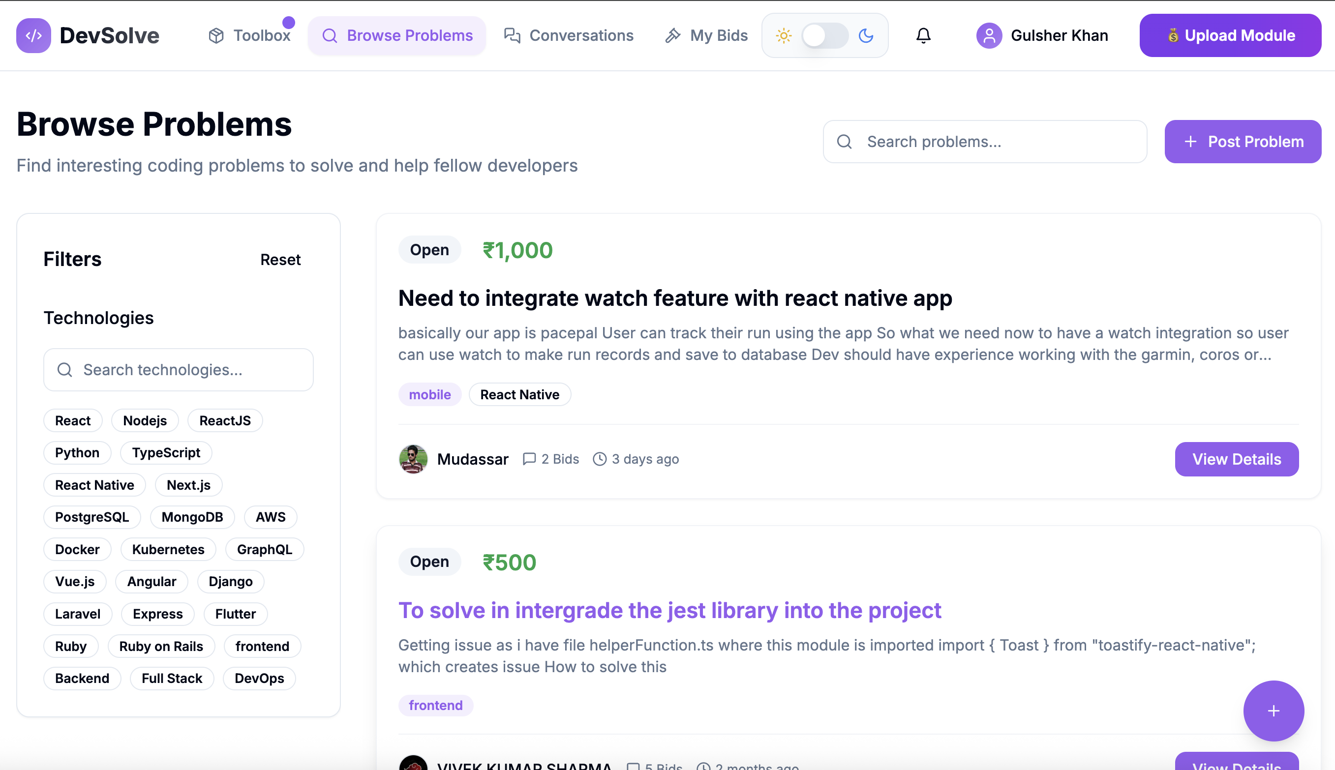 Devsolve 2.0 - Pubblica problemi di codifica reali.Ottieni soluzioni reali.Immediatamente media 3