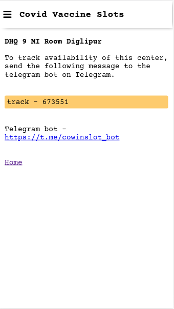CoWIN slot tracker gallery image