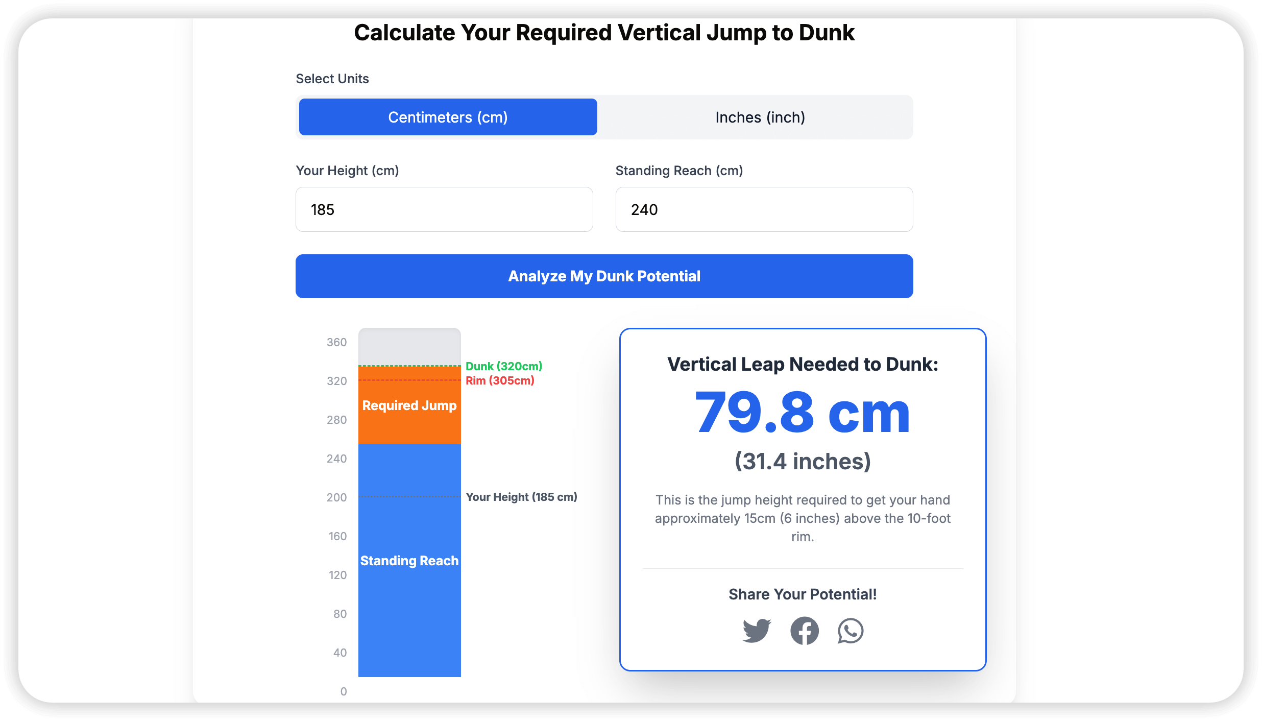 Dunk Calculator