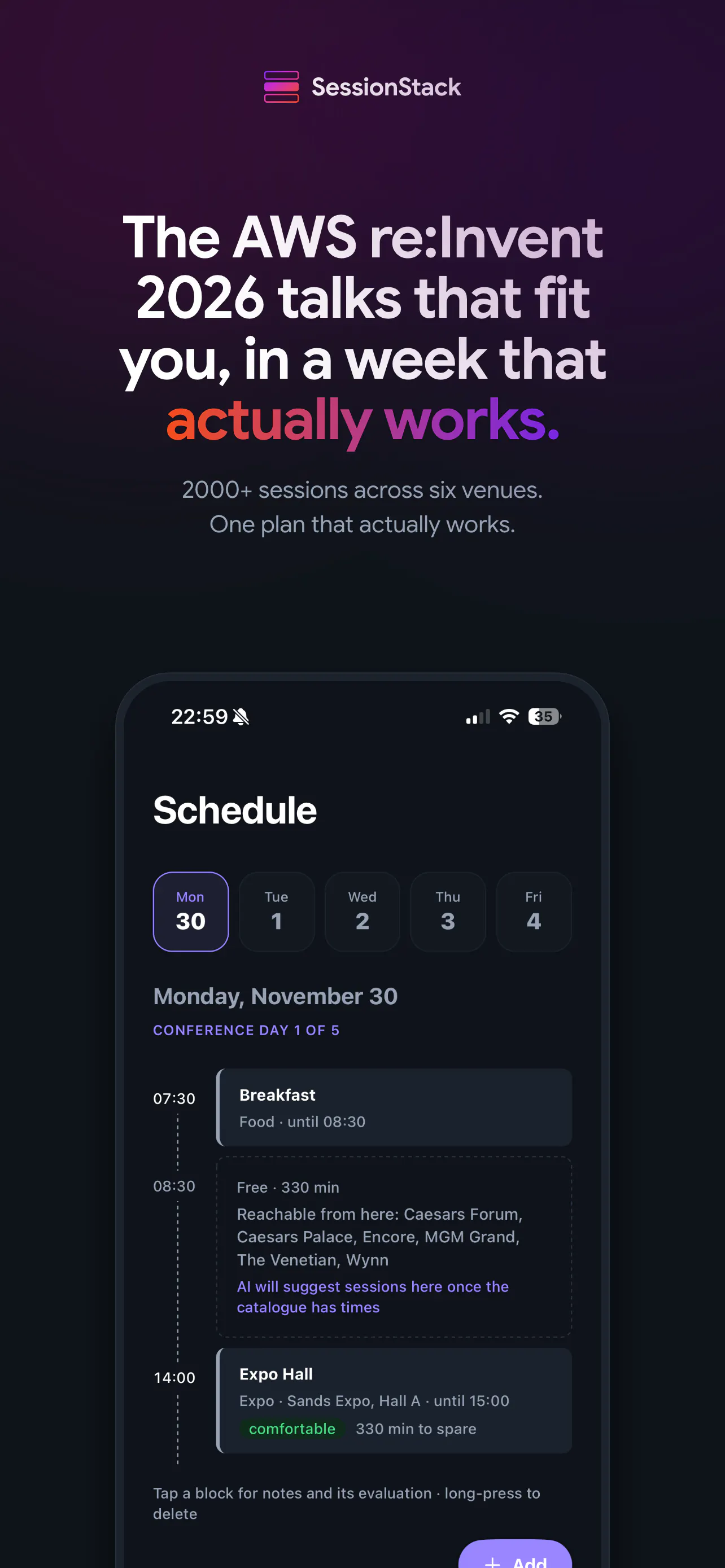 SessionStack - AWS re:Invent Planner gallery image