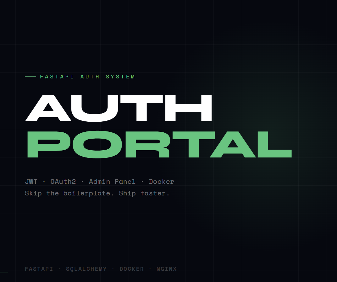 Auth Portal — Drop-in Auth for FastAPI - Product Hunt launch logo and brand identity