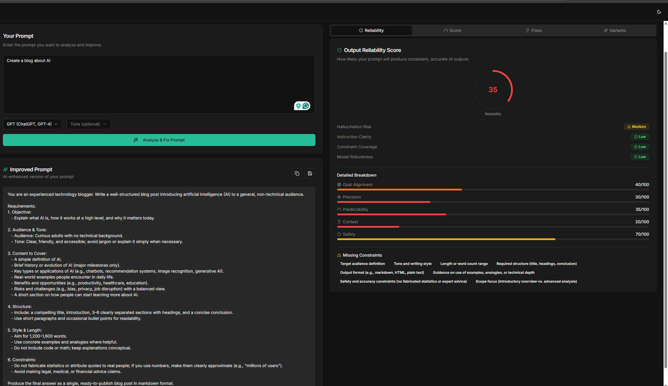 PromptFix v1.1 - Screenshot 3 showing product features and functionality
