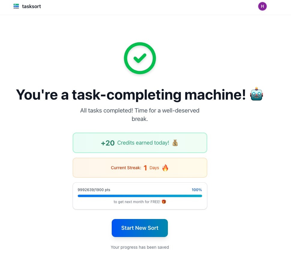 tasksort.app - Screenshot 4 showing product features and functionality