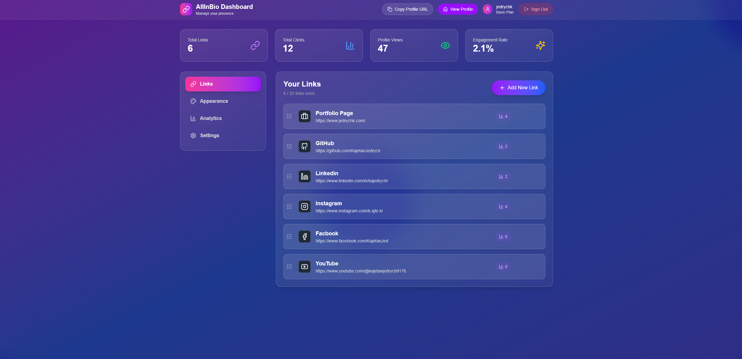 AllInBio - Main product screenshot demonstrating key features and user interface