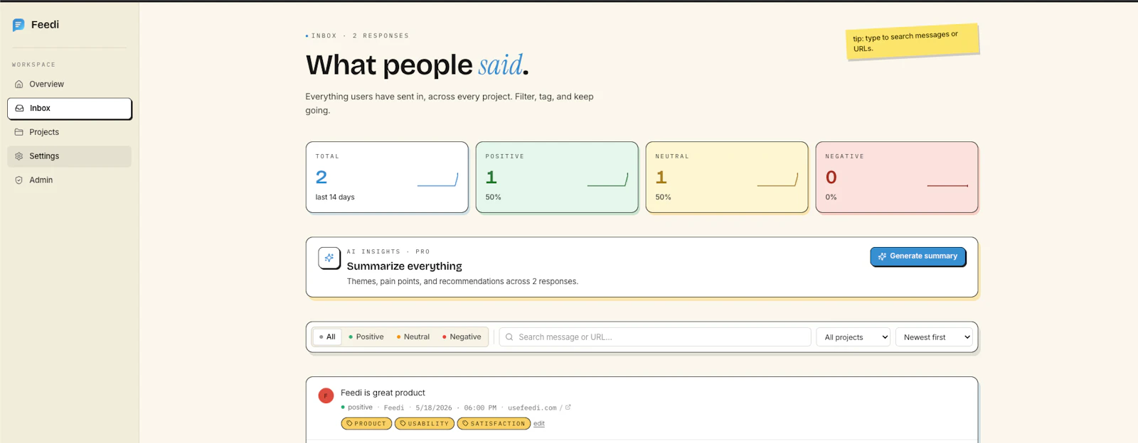 Feedi - User feedback for SaaS founders screenshot 2