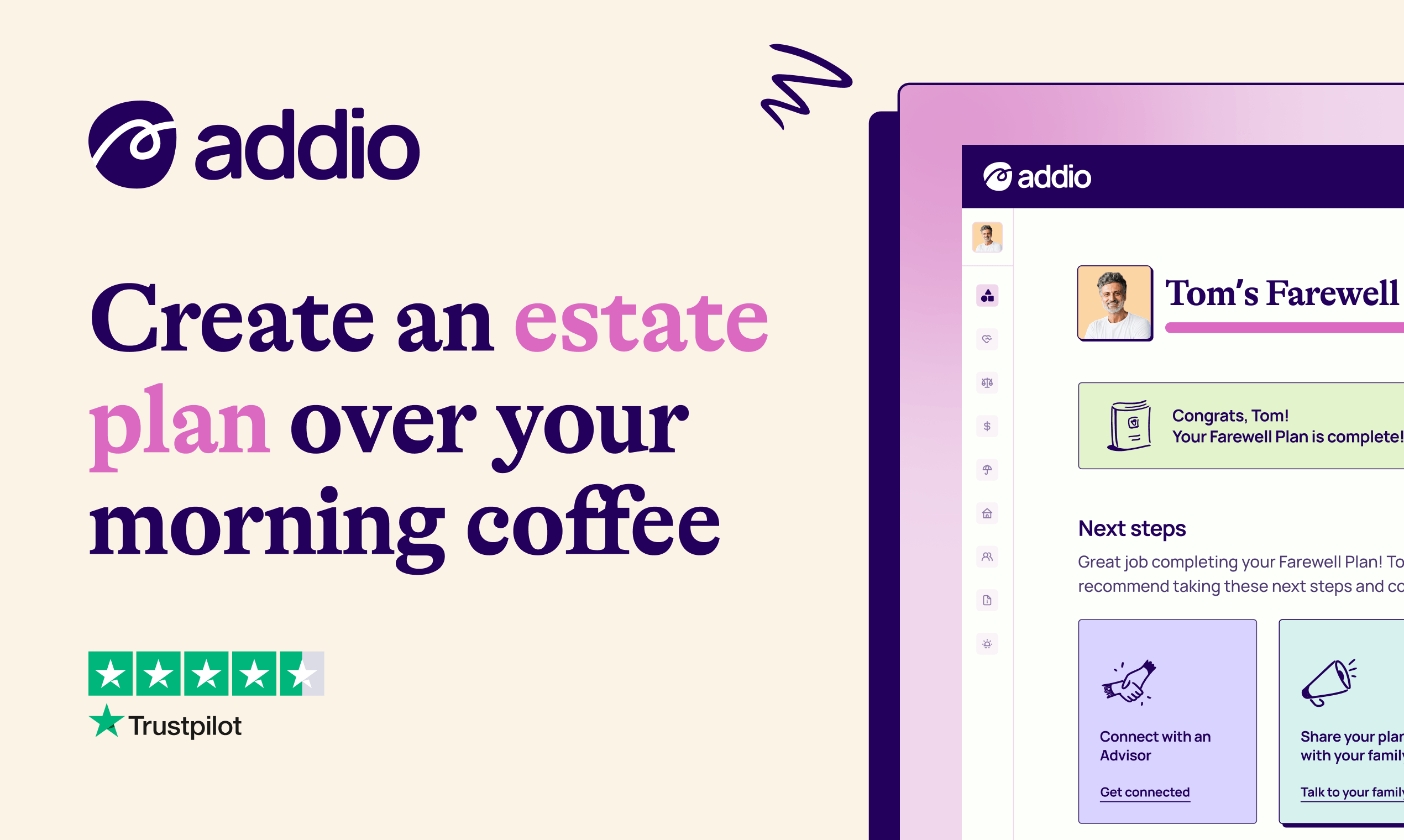 startuptile Addio-Create an estate plan over your morning coffee