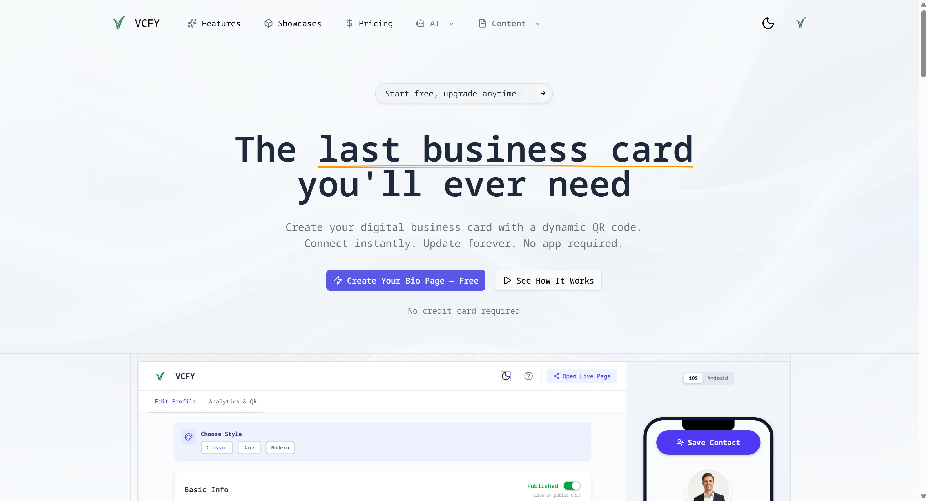 VCFY - Screenshot 2 showing product features and functionality