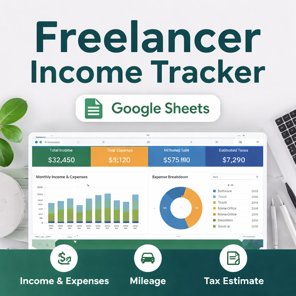 Freelancer Income Tracker Google Sheets - Product Hunt launch logo and brand identity