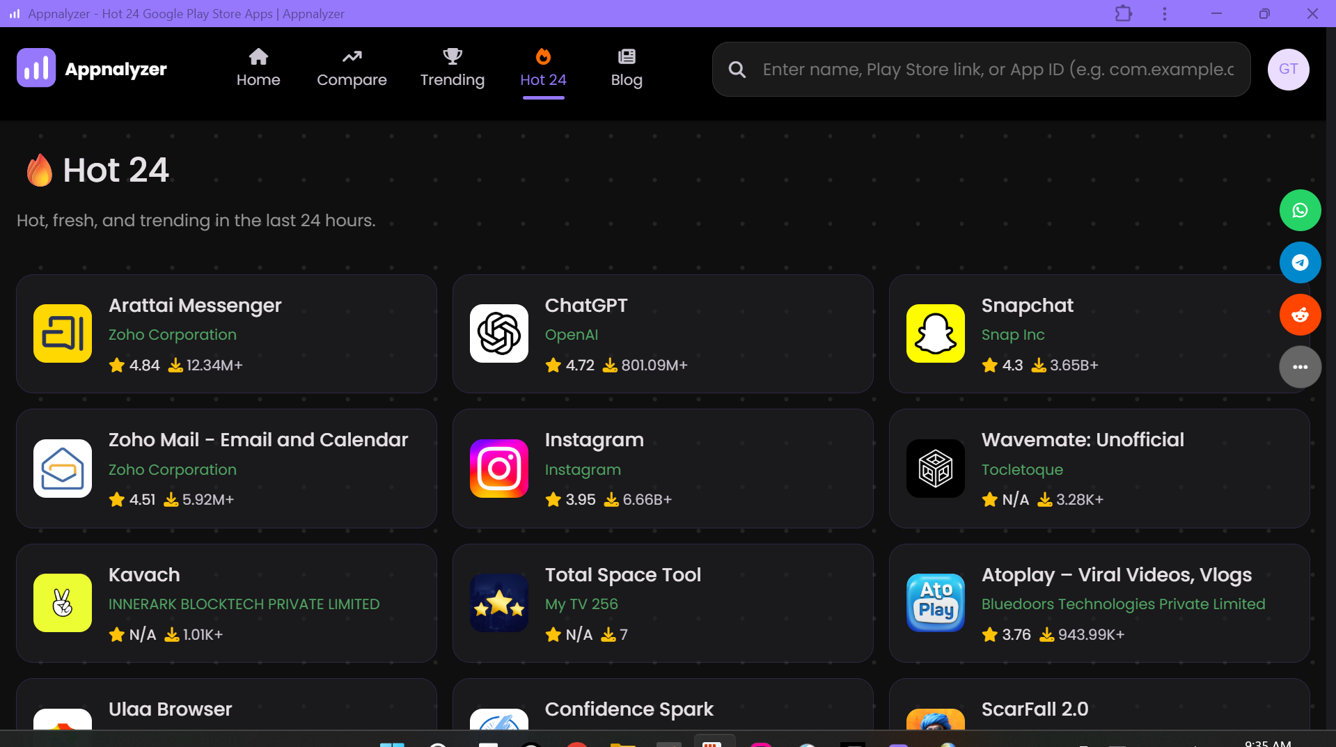 Mídia 2 de Analisadora - Monitore downloads exatos do Google Play e tendências de aplicativos.