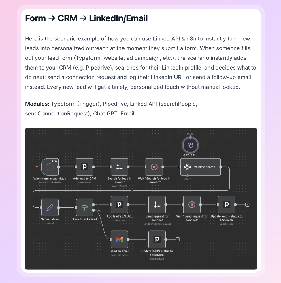 LinkedIn + n8n - Screenshot 3 showing product features and functionality