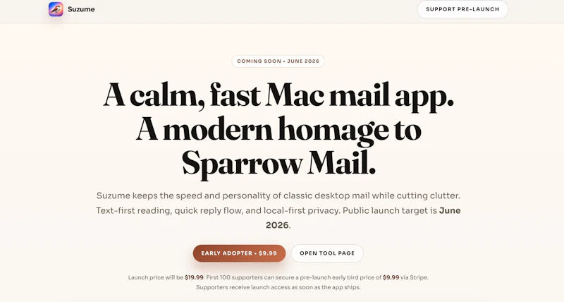 Suzume Mail for Mac (Prelaunch) screenshot 2
