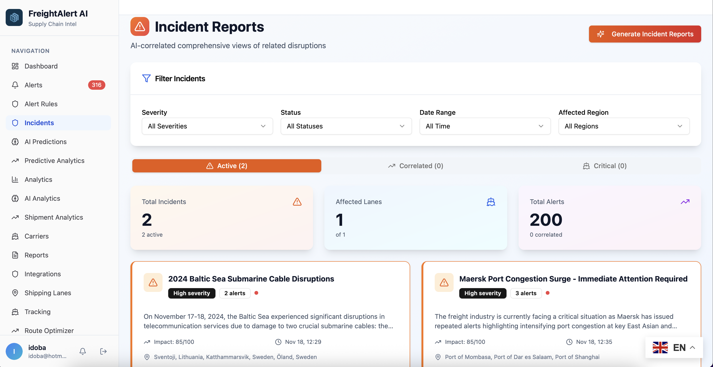FreightAlert AI - Screenshot 2 showing product features and functionality